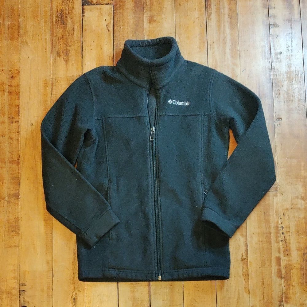 Columbia Black Fleece Jacket Size Medium 10 to 12 Unisex Fall Winter